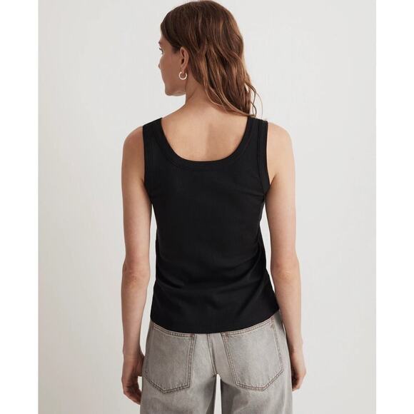 Madewell Supima® Rib Scoopneck Tank Black XS - Picture 3 of 6
